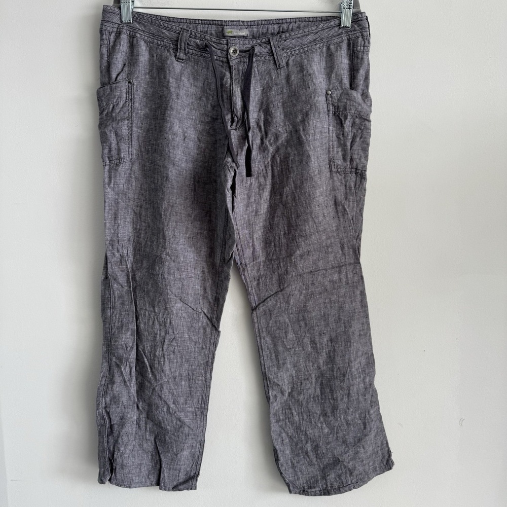 Horny Toad Pants Womens Sz 10 Gray Linen Straight Leg Capri  Vacation‎ Beach